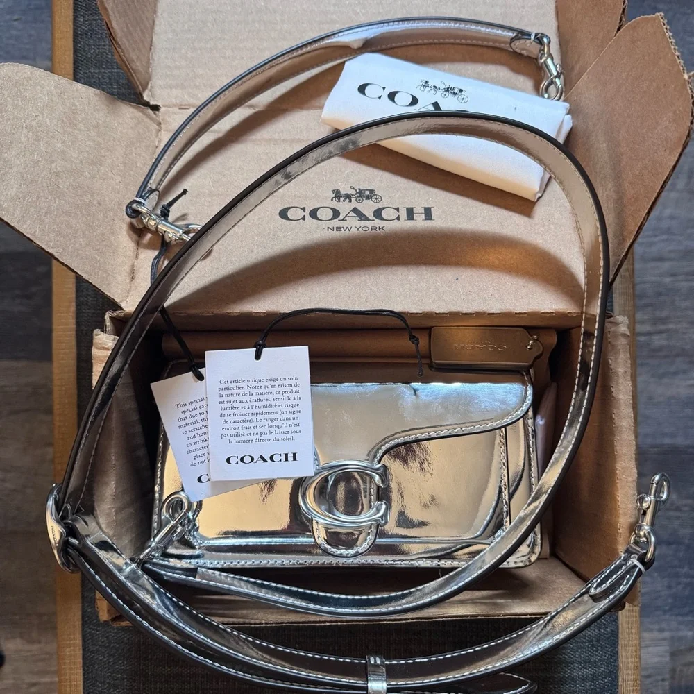 Coach Silver Metallic Crossbody Bag